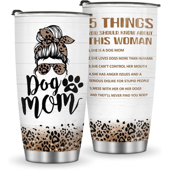 Birthday Gifts For Mom: Thanksgiving Mothers Day Gift for Mom from Daughter Son, 20oz Stainless Steel Dog Mom Tumbler Coffee Cup for Women, Valentines Day Present for Mama Grandma