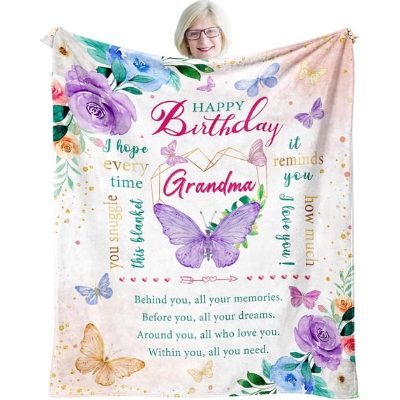 Birthday Gifts for Grandma, Grandma Birthday Gifts from Grandchildren, Grandmother Birthday Gift Ideas, Gifts for Grandma Birthday Unique, Birthday Presents for Grandma Throw Blanket 50x60
