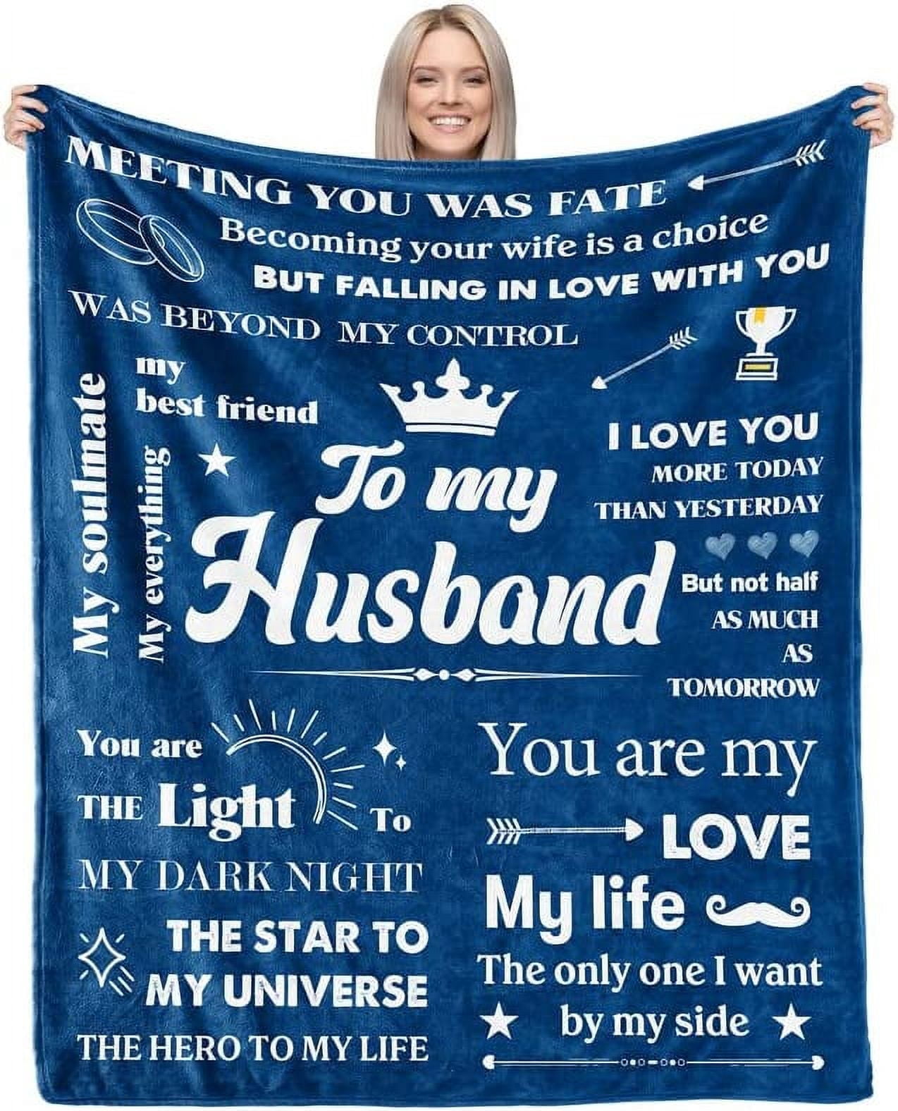 Birthday Gifts for Husband from Wife, Romantic Husband Birthday Gift from Wife to My Husband Flannel Blanket Christmas Anniversary Valentines Gifts for Husband from Wife Soft Throw Blanket 60"*50"