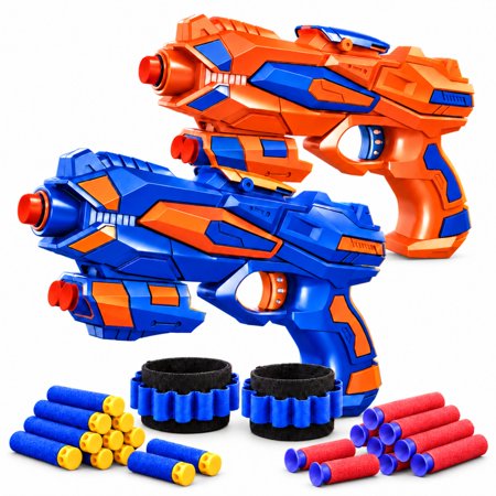 Birthday Gifts Kids Toy Blaster Pack - 2 Foam Dart Blasters with Wrist Bands and 60 Refill Darts for Outdoor Play, Party Supplies for Girls, Boys