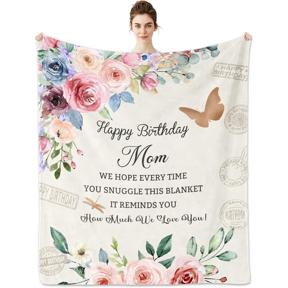 Birthday Gifts for Mom, Happy Birthday Mom Gifts Blanket 50*60, Mom Birthday Gifts from Daughter, Moms Birthday Gift Ideas, Mothers Birthday Gifts from Son, Birthday Gifts for Mom from Son