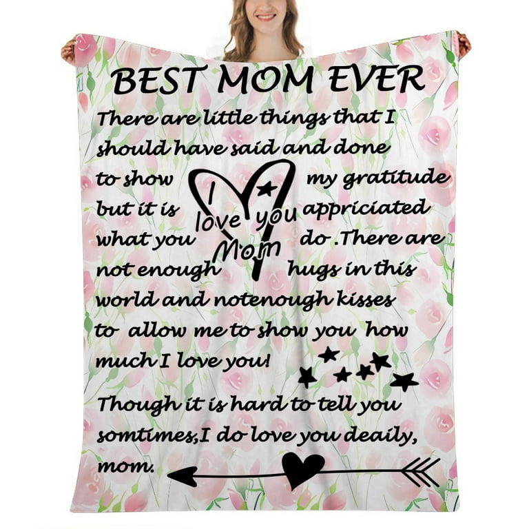 Birthday Gifts for Mom Mothers Day Christmas Valentine's Thanksgiving Mom  Gift from Son Presents Flannel Blanket for Women with Letter Soft