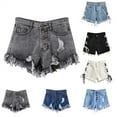 thumbnail image 1 of Birthday Gifts! QATAINLAV Women's Frayed Denim Shorts Casual Side Lace Up Mini Hot Pants High Waisted Booty Destroyed Short Jeans Clubwear Blue S, 1 of 4