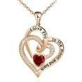thumbnail image 1 of Birthday Gifts Rose Gold 5A Cubic Zirconia Women Heart Necklace Birthstone Necklace I Love You to The Moon and Back Clavicle Chain JAN, 1 of 8