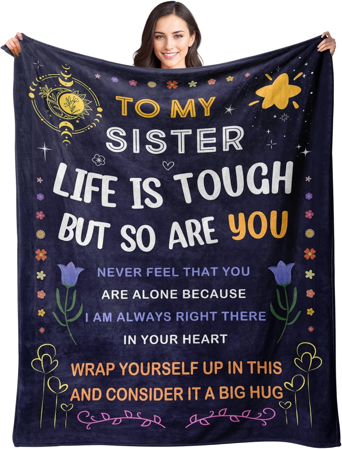 Birthday Gifts for Sister Christmas Sister Gifts from Sisters Brother for Adult Sisters to My Sister Blanket Present for Mothers Day Valentines Day Throw Blanket 50"x60"
