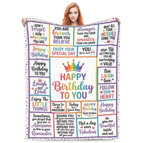 Birthday Gifts Throw Blanket Happy Birthday Decorations Unique Bday Gift Ideas Soft Warm Cozy Plush Blanket for Sofa Couch 50x40