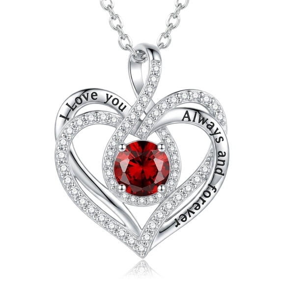 Birthday Gifts for Wife Mom Grandma Her Sterling Silver Heart Necklaces Pendant Jewelry Garnet January Birthstone Necklace Infinity Anniversary Necklace Gifts for Women Wife Her Girlfriend