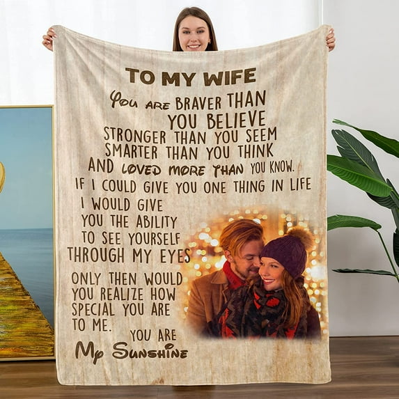 Birthday Gifts for Wife, to My Wife Throw Blanket, Women Christmas Wedding Anniversary Valentine Romantic Gifts for Her, Wife Birthday Gift Ideas (55"x70")