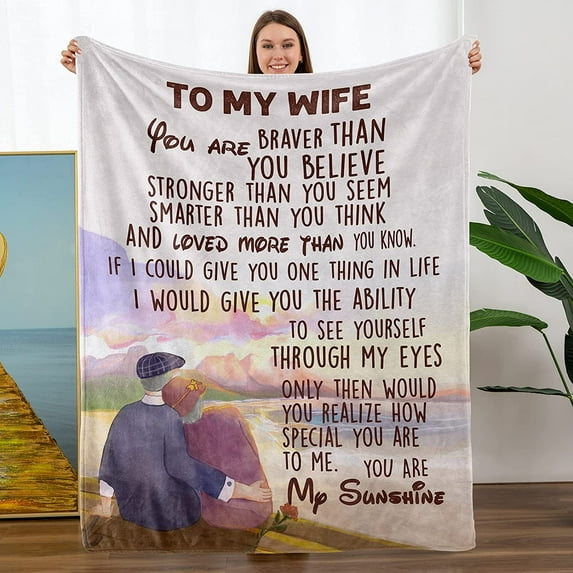 Birthday Gifts for Wife, to My Wife Throw Blanket, Women Christmas Wedding Anniversary Valentine Romantic Gifts for Her, Wife Birthday Gift Ideas (55"x70")