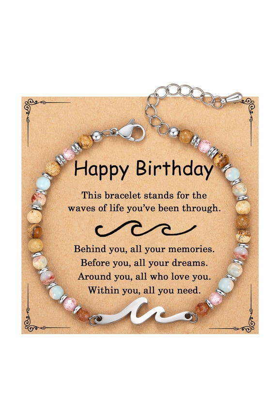 Birthday Gifts for Women, 21st 30th 40th 50th 55th 60th 65th 70th 80th Birthday Gifts for Women, Best Friend, Sister, Mom, Daughter, Her, Wife, Wave Bracelets Womens Bday Gift Ideas Friendship Y114
