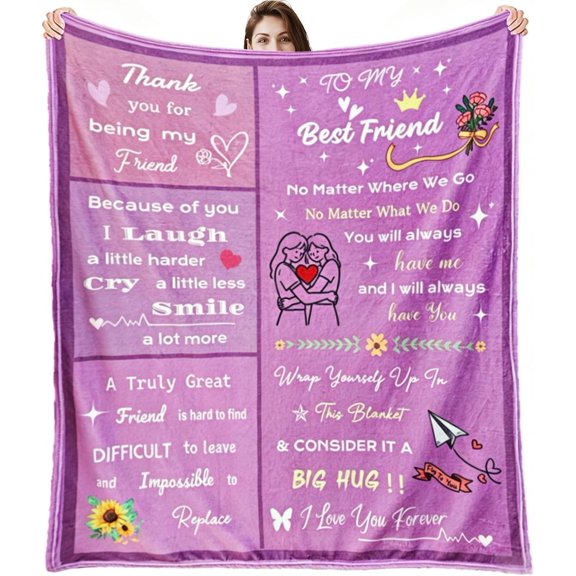Birthday Gifts for Women, Bestie Gifts Throw Blanket, 50"x60" | Gifts for Bestie BBF Sisters, Women Friendship , Soft Flannel Birthday Gifts for Women, Blanket for