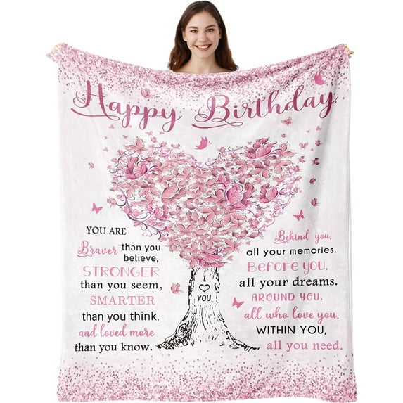 Birthday Gifts for Women, Birthday Decorations Blanket X, Birthday Gifts for Girls/Her/Mom/Sister/Wife, Gifts for Women Birthday Unique, Women Birthday Gift Ideas, Bday Gift for Women Pink