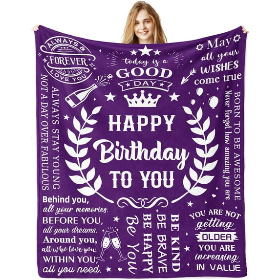 Birthday Gifts for Women, Birthday Gifts for Mom Sister Wife,Happy Birthday Gifts for Women Friendship Blanket 50"x 60", Gifts for Women Birthday Unique, Women Birthday Decorations Gift Ideas