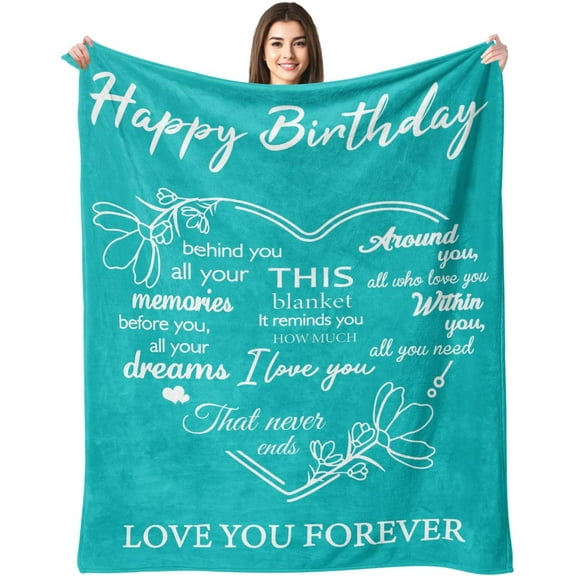 Birthday Gifts for Women, Birthday Gifts for Women Friendship, Unique Happy Birthday Gifts for Her Mom Grandma Wife, Best Birthday Gift Ideas, Happy Birthday Decorations Throw Blanket 50"x60"(Green)