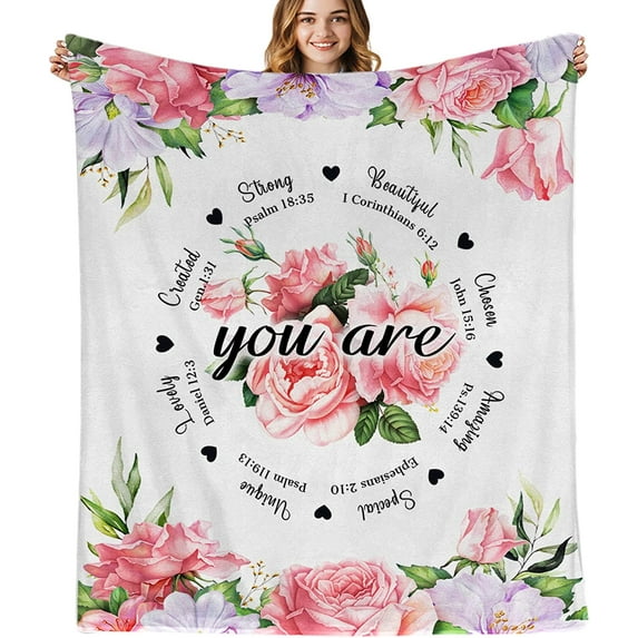 Birthday Gifts for Women Blanket, Inspirational Gifts for Women, Mom, Friend for Unique Birthday Religious Gifts Christian Gifts for Women 60x50in,Baptism Gifts for Girl