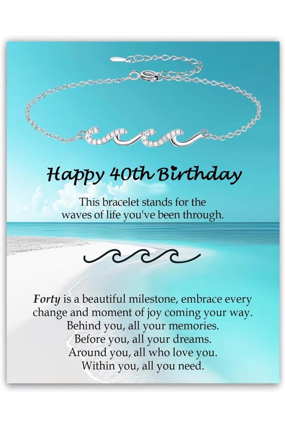 Birthday Gifts for Women, Cool Waves Bracelet Gift for Happy Birthday 21st, 30th, 40th, 50th, 60th Birthday Gift Ideas for Women Ladies Bestie Friend Sister Mom Daughter Wife Grandma