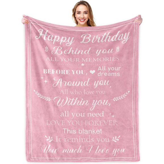 Birthday Gifts for Women Friendship Birthday Blanket Mom Birthday Gifts Happy Birthday Decorations Unique Birthday Gifts for Women/Men/Mom/Grandma/Wife Purple Birthday Throw Blanket 50''x60''