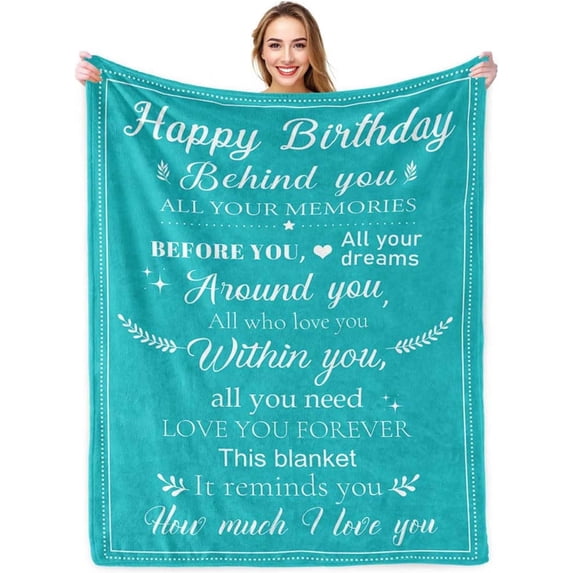 Birthday Gifts for Women Friendship Birthday Blanket Mom Birthday Gifts Happy Birthday Decorations Unique Birthday Gifts for Women/Men/Mom/Grandma/Wife Purple Birthday Throw Blanket 50''x60''