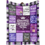 Birthday Gifts for Women, Friendship Blanket Purple 60"X50", Happy Birthday Decorations for Women, Gift for Women Birthday Unique, Womens Birthday Gift Ideas for Best Friend Mom Sister Wife Grandma