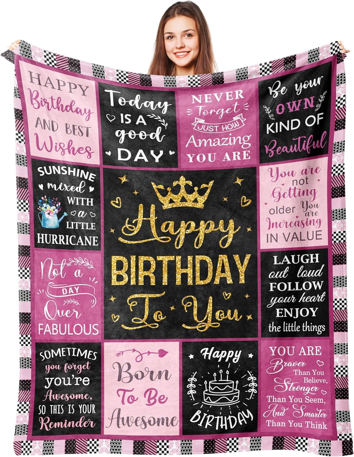 Birthday Gifts for Women, Gifts for Women Birthday Unique, Birthday Gifts, Birthday Gifts for Her Girls Mom Wife Sister Friend Grandma, Women Birthday Gift Ideas, Happy Birthday Blanket 50"X60"