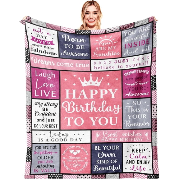 Birthday Gifts for Women, Gifts for Women Birthday Unique, Happy Birthday Decorations, Woman Gifts for Birthday Blanket, Womens Birthday Gifts for Best Friend/Mom/Her/Wife/Sister Throw