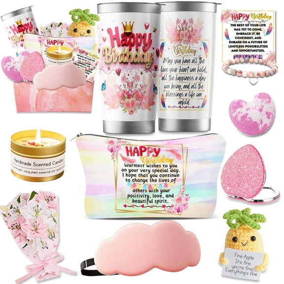 Birthday Gifts for Women, Gifts for Women Birthday Unique, Happy Birthday Gift Basket for Her,Unique Bath Spa Gifts Box, Birthday Gifts for Mom Her, Friend, Sister, Presents for Women