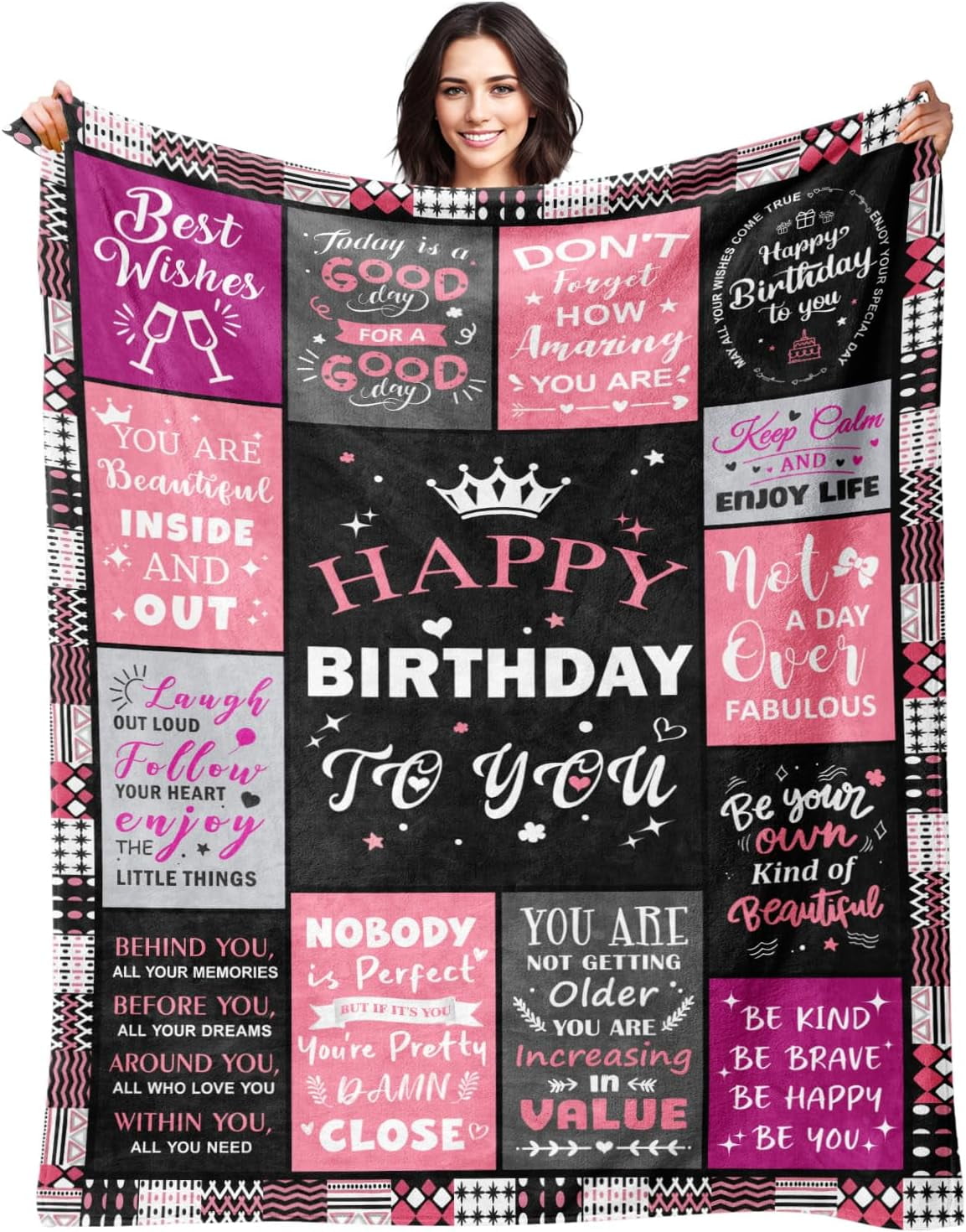Birthday Gifts for Women - Happy Birthday Decorations Blanket - Gifts for Women Birthday Unique - Womens Birthday Gift Ideas for Her Wife Daughter Mom Sister Friendship - Soft Throw Blanket