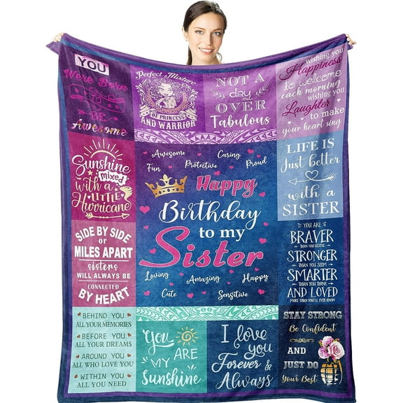 Birthday Gifts for Women - Happy Birthday Decorations for Her Throw Blanket - Gifts for Women Birthday Unique 60"x50" - Birthday Present Gifts for Girls Friendship - Female Bday Gift Ideas