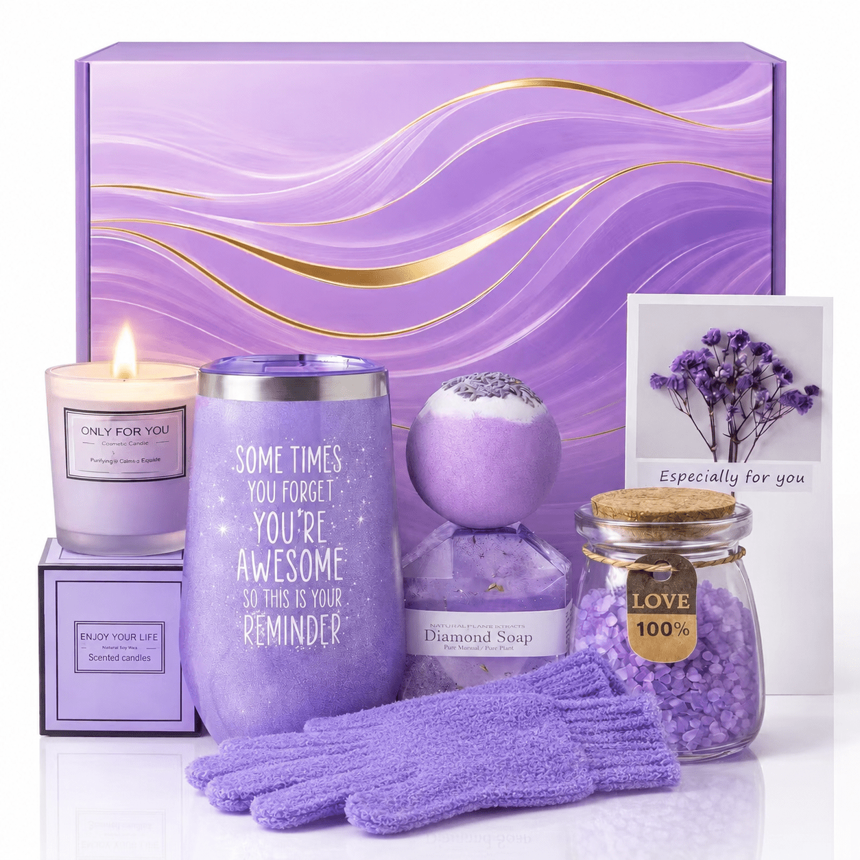 Mothers Day Gift ,Christmas, Valentine's Day Gifts for Women, Mom, Wife, Girlfriend, Sister.- Lavender Spa Gift Basket Set
