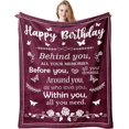 thumbnail image 1 of Birthday Gifts for Women/Men/Her/Him Blanket Merlot Red 60"x50", Happy Birthday Decorations Women/Men Throw Blankets, Bday Gift for Women/Men Unique, Best Birthday Gift Ideas, 1 of 5