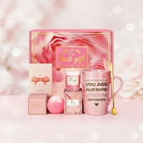 Birthday Gifts for Women, Mom, Sister, Friend: Unique Pink Self Care Spa Relaxation Baskets Set, Christmas, Holiday, Valentines Day Presents for Her, Girlfriend, Grandma, Wife, Bestie, Coworkers