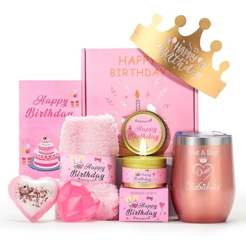Birthday Gifts for Women Pink Gift Basket Friendship Gift Relaxing Set Best Friend Unique Gift Ideas for Women Gift Box for Sister Birthday Presents$$Home Decor, Kitchen, & Other