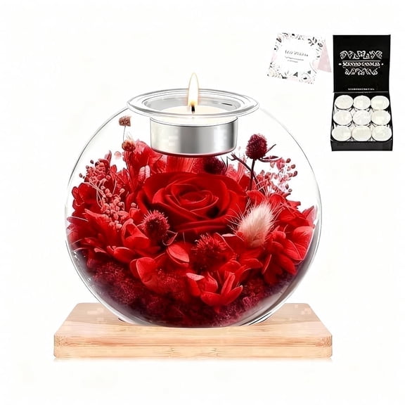 Huideng Preserved Red Rose in Glass Dome, Scented Eternal Flower Gift for Women, Birthday or Mother's Day Gifts for Wife Mom Grandma