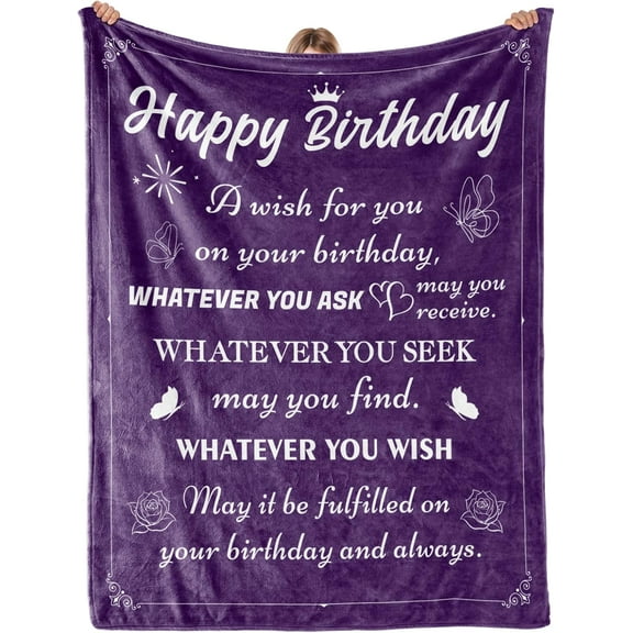 Birthday Gifts for Women Sister Girls Wife, Best Friend Birthday Gifts, Happy Birthday Decorations, Gifts for Women Birthday Unique, Womens Birthday Gift Ideas, Throw Blanket Purple 50x60