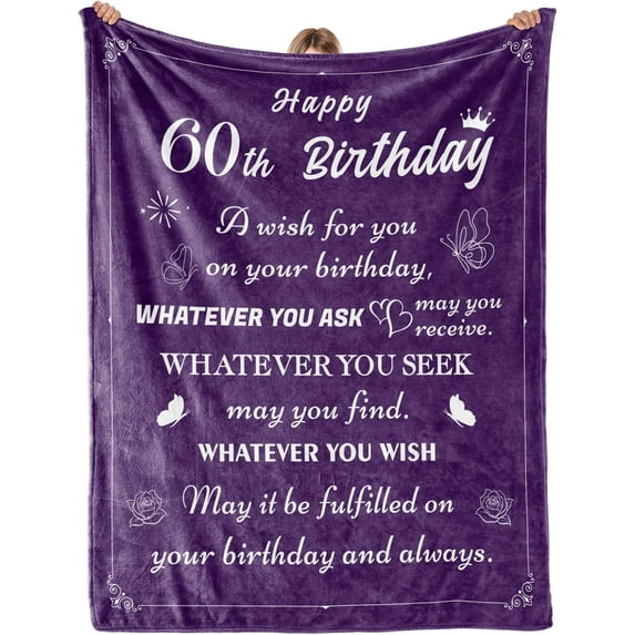 Birthday Gifts for Women Sister Girls Wife, Gifts for Mom Her Grandma, Happy Birthday Decorations, Gifts for Women Birthday Unique, Women Birthday Gift Ideas, Throw Blanket Purple 60"x50"