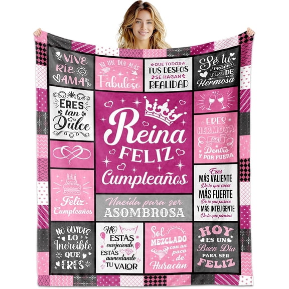 Birthday Gifts for Women in Spanish Throw Blanket 60"X50", Birthday Gifts for Women Friendship, Regalo de cumpleaños para mujere Mamá Abuela Esposa Hermana hija Mejor Amiga