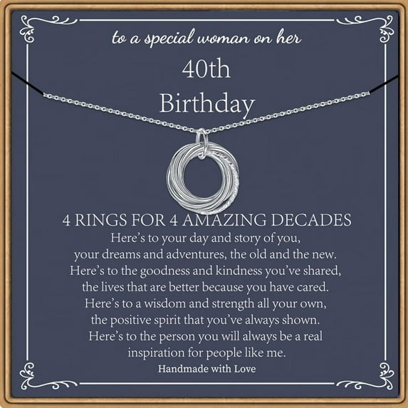 Birthday Gifts for Women, Sterling Silver Chain Circles Necklace 30th 40th 50th 60th 70th 80th 90th Birthday Necklace for Her Woman 30 40 50 60 70 80 90 Years Old Birthday Gifts for Women