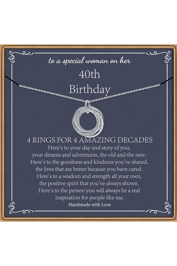 Birthday Gifts for Women, Sterling Silver Chain Circles Necklace 30th 40th 50th 60th 70th 80th 90th Birthday Necklace for Her Woman 30 40 50 60 70 80 90 Years Old Birthday Gifts for Women