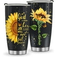 thumbnail image 1 of Birthday Gifts for Women Sunflower Gift for Mom Sister Personalized Tumbler Gift for Women Wife Girl Kid Custom Name Sunflower Tumbler 20oz thermos Insulated Travel Coffee Mug with Lid, 1 of 5