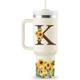 thumbnail image 1 of Birthday Gifts for Women - Sunflower Monogrammed 40 oz Tumbler with Handle & Straw - Sunflower Gifts for Women - Personalized Gifts for Mom, Wife, Sister, Friend, Coworkers - Initial Sunflower Cup, 1 of 1