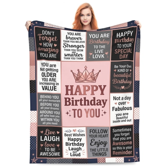 Birthday Gifts for Women Throw Blanket, Happy Birthday Blanket Decoration for Woman, Unique Birthday Gift Ideas for Her Friend Mom Sister Grandma Wife 50x40