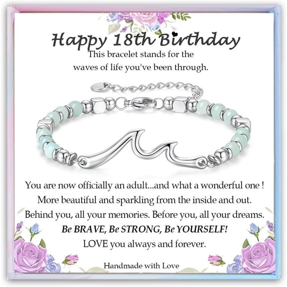 Birthday Gifts for Her Women, Unique Wave Bracelets for Happy Birthday 18th, 21st, 30th, 40th, 50th, 60th Birthday Gifts Ideas for Women Bestie Friend Sister Mom Daughter Wife Grandma Aunt