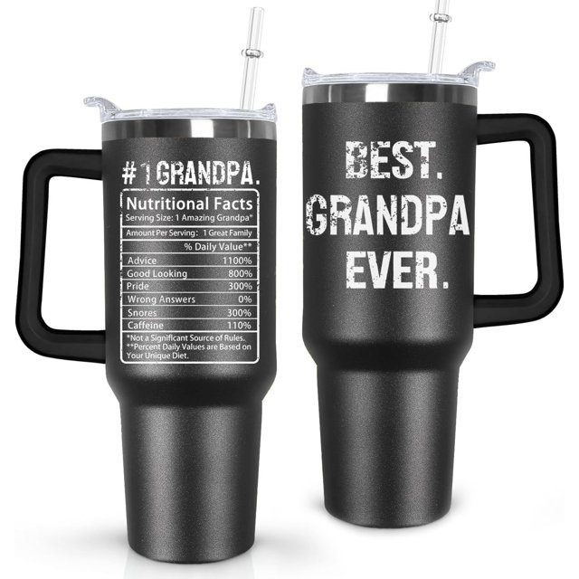 Birthday Gifts for Grandpa,40 oz Grandpa Tumbler with Handle Lid and