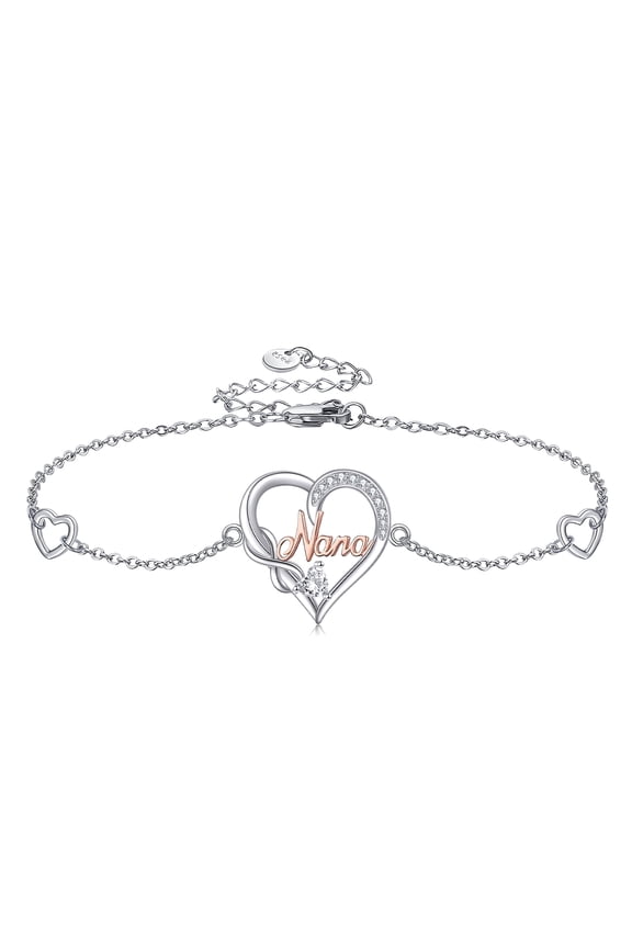 Birthday Gifts for Her 925 Sterling Silver Nana Infinity Heart Bracelet Jewelry for Women Christmas Mothers Day Gifts