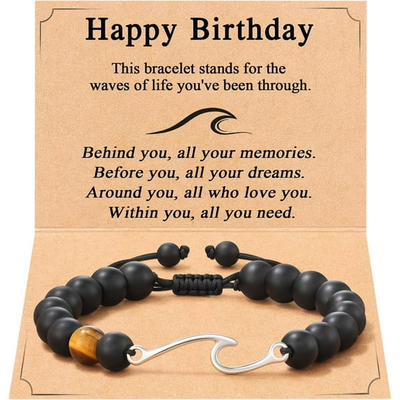 Birthday Gifts for Men, 30th/40th/50th/60th/Happy Birthday Wave Bracelet Gift for Him
