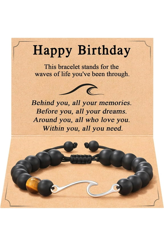 Birthday Gifts for Men, 30th/40th/50th/60th/Happy Birthday Wave Bracelet Gift for Him