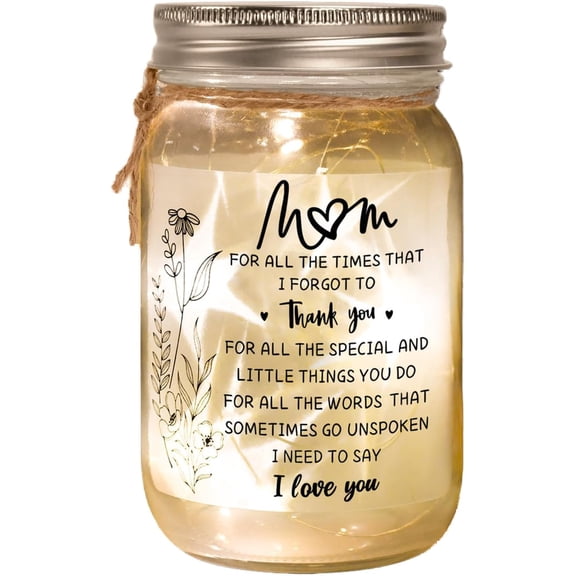Birthday Gifts for Mom, Mason Jar Night Lights, Mothers Day Gifts for Mom from Daughter Son, Home Decorations Night