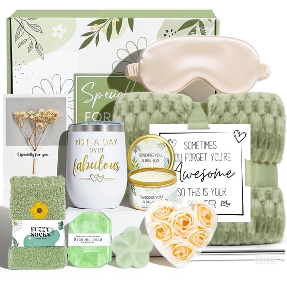 Birthday Gifts for Women, Unique Luxury Self Care Box Gift,Get Well Soon Gifts Basket for Women, Flower Relaxing Spa Gift Basket Bath Set