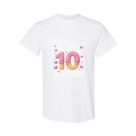 Birthday Girl 10 Years Ice Cream 10th Sweet Party Kids Fun Double Digits T-Shirt, for men & women, up to size 5XL