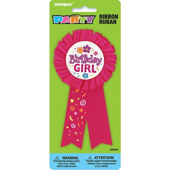 Birthday Girl Award Badge, Pink, 1ct